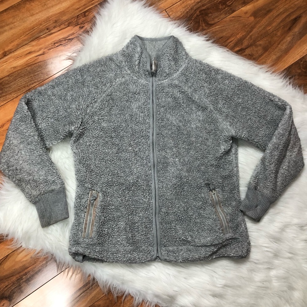 Women's Old Navy Gray Teddy Bear Jacket Coat Zip